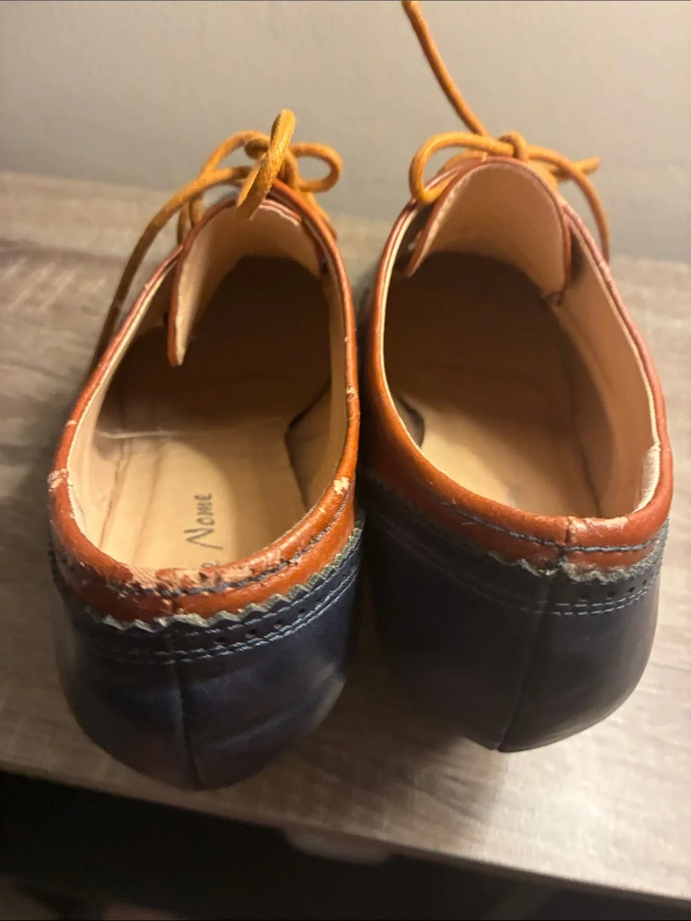 ModCloth Navy, Brown and Mustard Lace-Up Heeled Oxfords